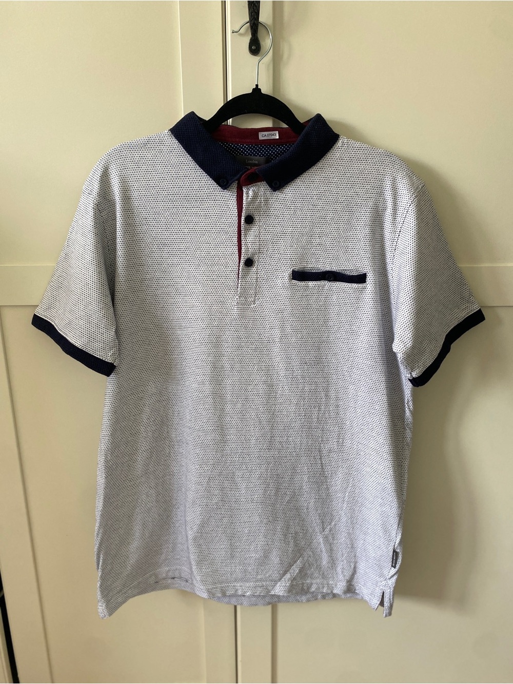 Peter Werth London Casual Men's White Polo with Navy Trim